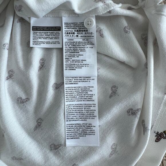 Levi's Cotton All Over Flamingo Print Chest Logo Polo Shirt Men S White/Pink NWT - Picture 7 of 9